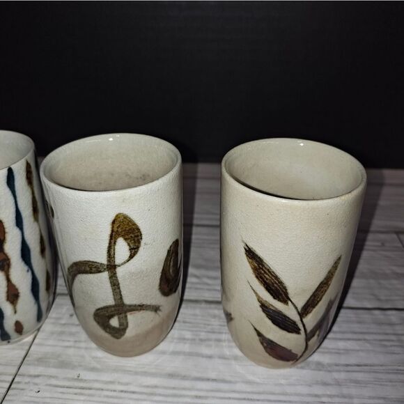 Vintage Otagiri Hand Painted Ceramic Stoneware Japanese Sake Tea Cups Set of 4 - Picture 5 of 9
